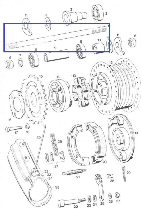 Os kotača zadnja 215mm za Tomos Apn 6